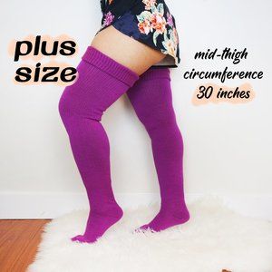 PLUS SIZE Thigh High Socks, Purple Women's Extra Long Over The Knee Stocking